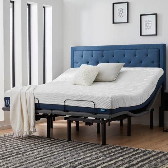 LUCID Comfort Collection Deluxe Adjustable Bed Base with 10-in Firm King Hybrid Memory Foam/Coil Blend Mattress in a Box in White | LUCC10KKGHL6LP