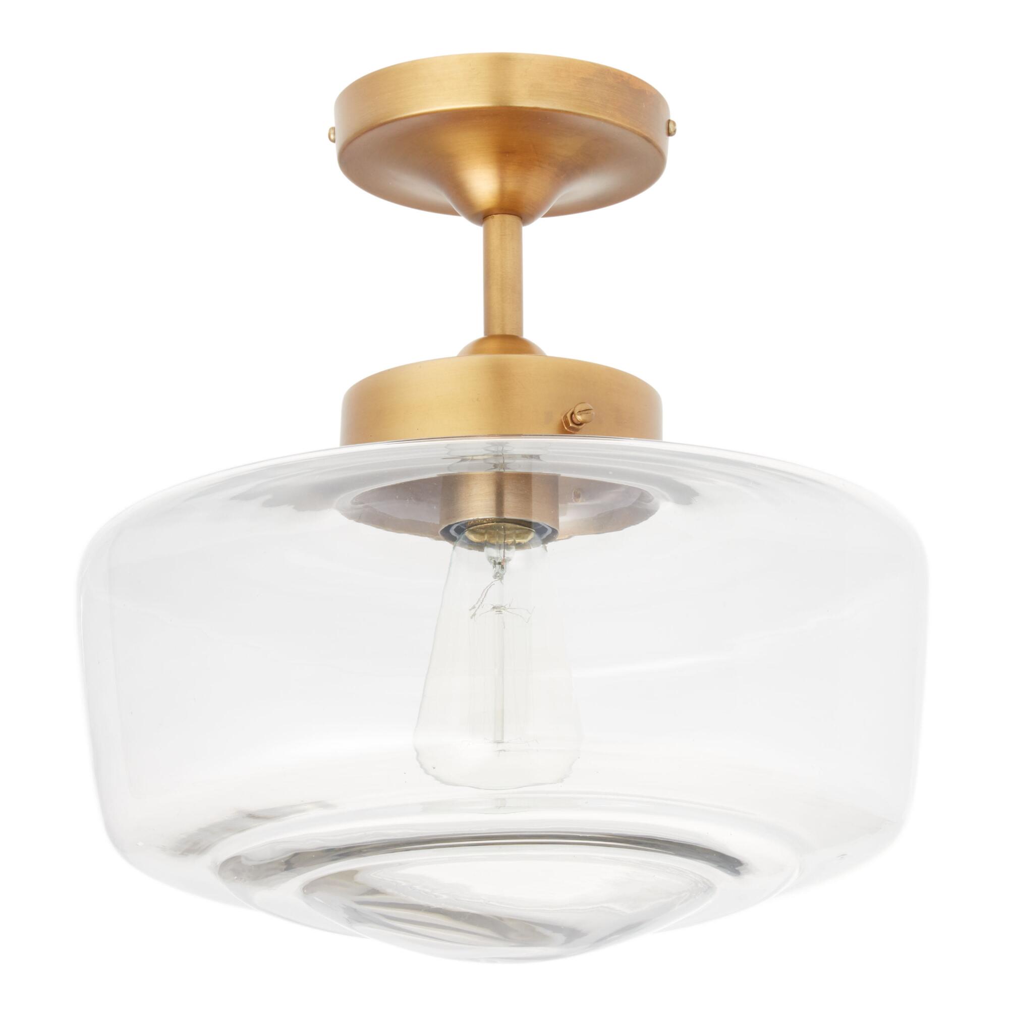 Brass and Glass Dome Semi Flush Mount Ceiling Light by World Market