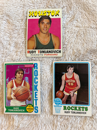 Three 1970's Topps Basketball Rudy Tomjanovich Cards Including Rc, Rookie Card, Nba Cards, Sports, Authentic Original
