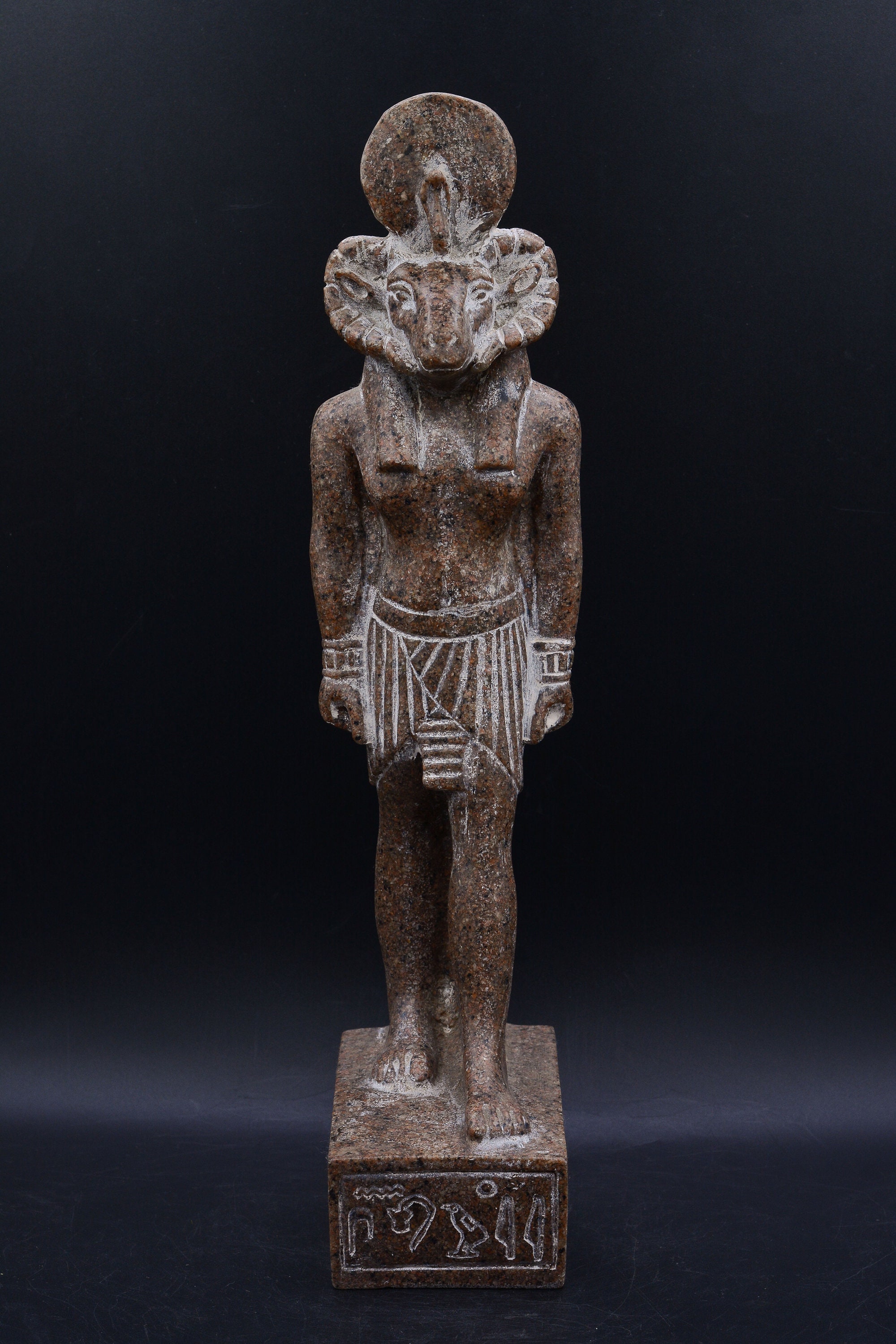 Statue Of Egyptian God Khnum Granite Stone | 2 Color Made in Egypt