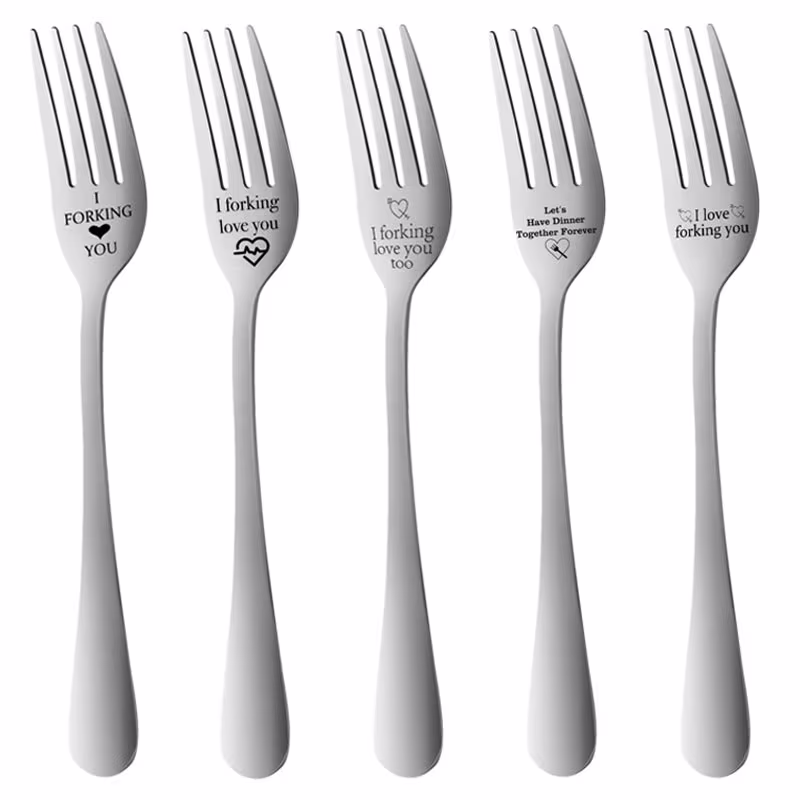 I Forking Love You Funny Engraved Fork Stainless Steel Couple 2023 New Year Christmas Gifts For Loved One | 17.52.4cm