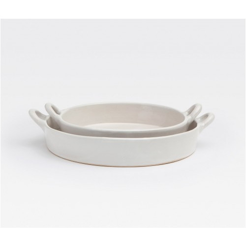 Blue Pheasant Maya Eggshell White Serving Bowls, Set Of 2
