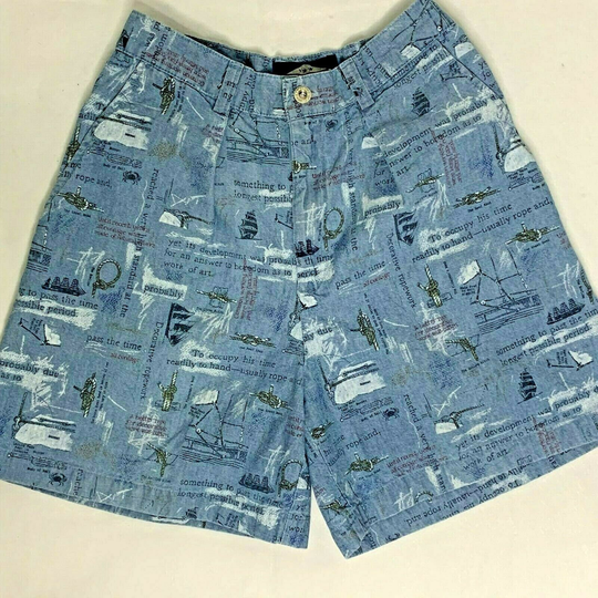 Vintage 90S Ruff Hewn Nautical Shorts 8 Blue Ships Knots High Waisted