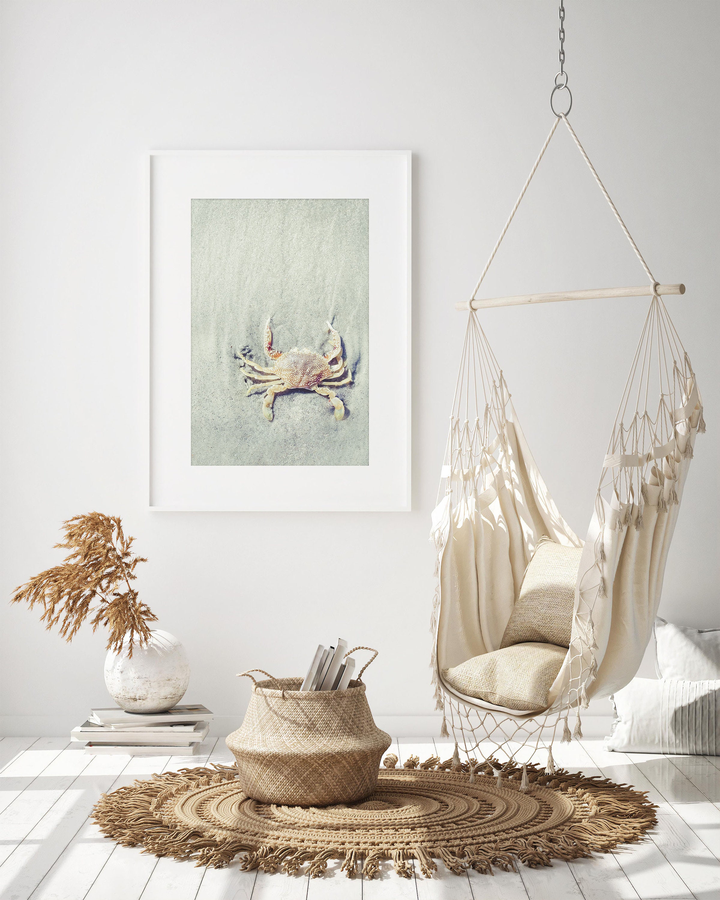 Crab Photography Art, Coastal Wall Decor, Beach Print, Seafood Sand Boho Seascape, Cottage Decor - Crabby"