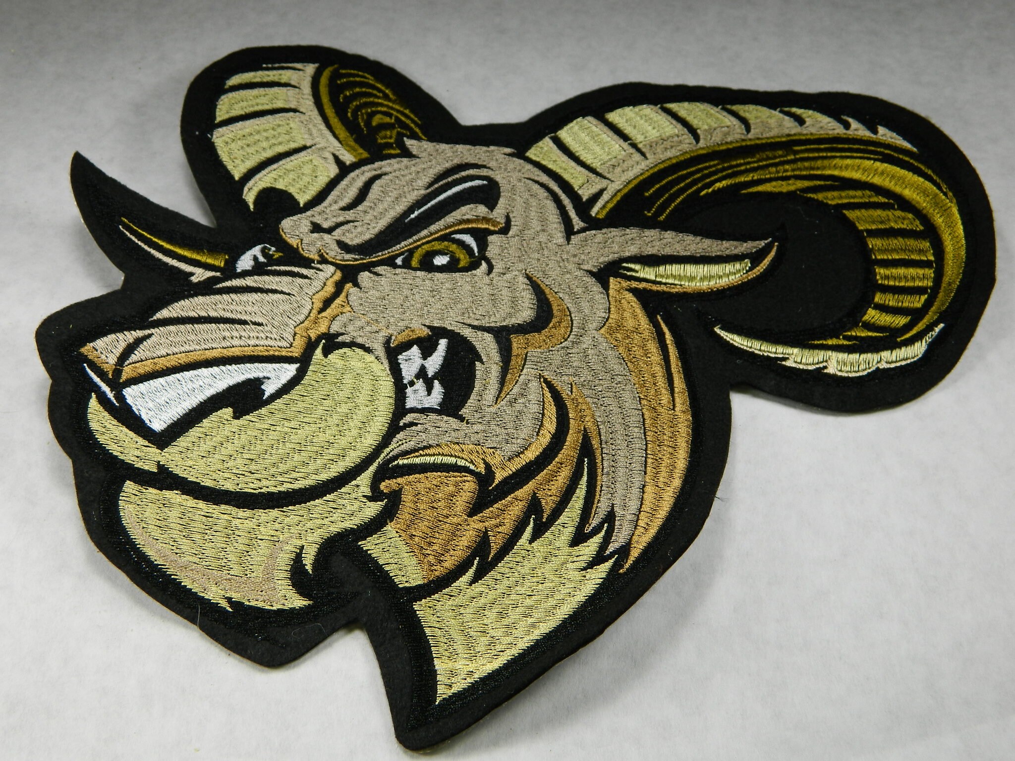 Large Angry Ram Sheep Iron-On Embroidered Patch - Big Horn Mountain Embroidery Clothes, Jackets, Backpacks 208