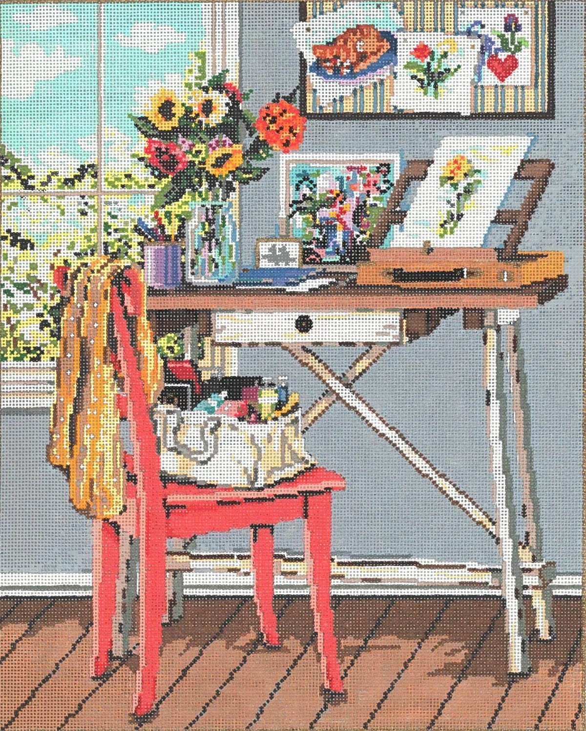 Needlepoint Handpainted Sandra Gilmore Create 10x12 -Free Us Shipping