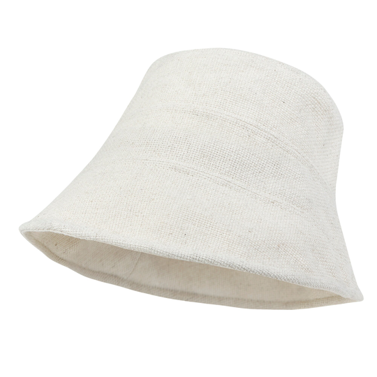 Ililily Linen Blended Structured Hat Lightweight Solid Color Bucket