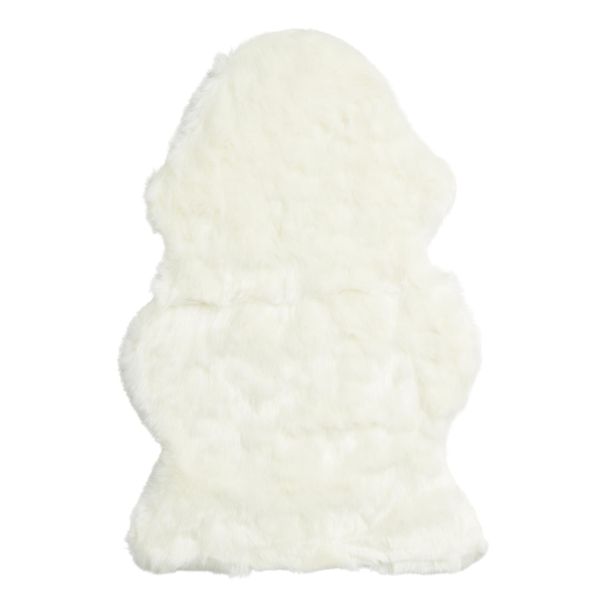 Ivory Faux Sheepskin Area Rug: White - Polyester - Runner/2' x 3'/4' x 6' by World Market