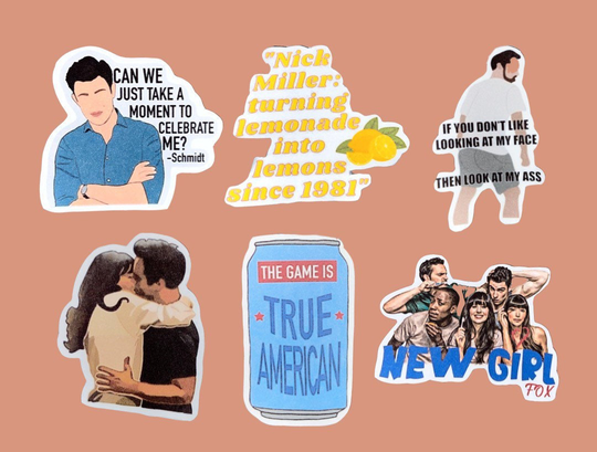 New Girl Tv Show Stickers, Nick Miller Sticker, Gifts, Jessica Day Winston Bishop Sticker