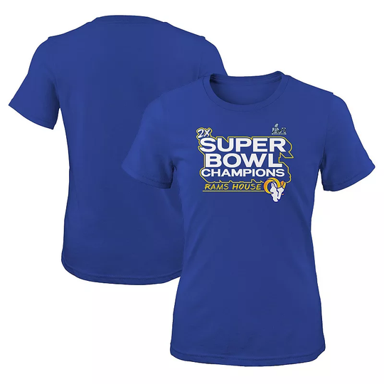 Girls Youth Fanatics Branded Royal Los Angeles Rams Super Bowl LVI Champions Parade T-Shirt, Girl's, Size: YTH Medium, Blue