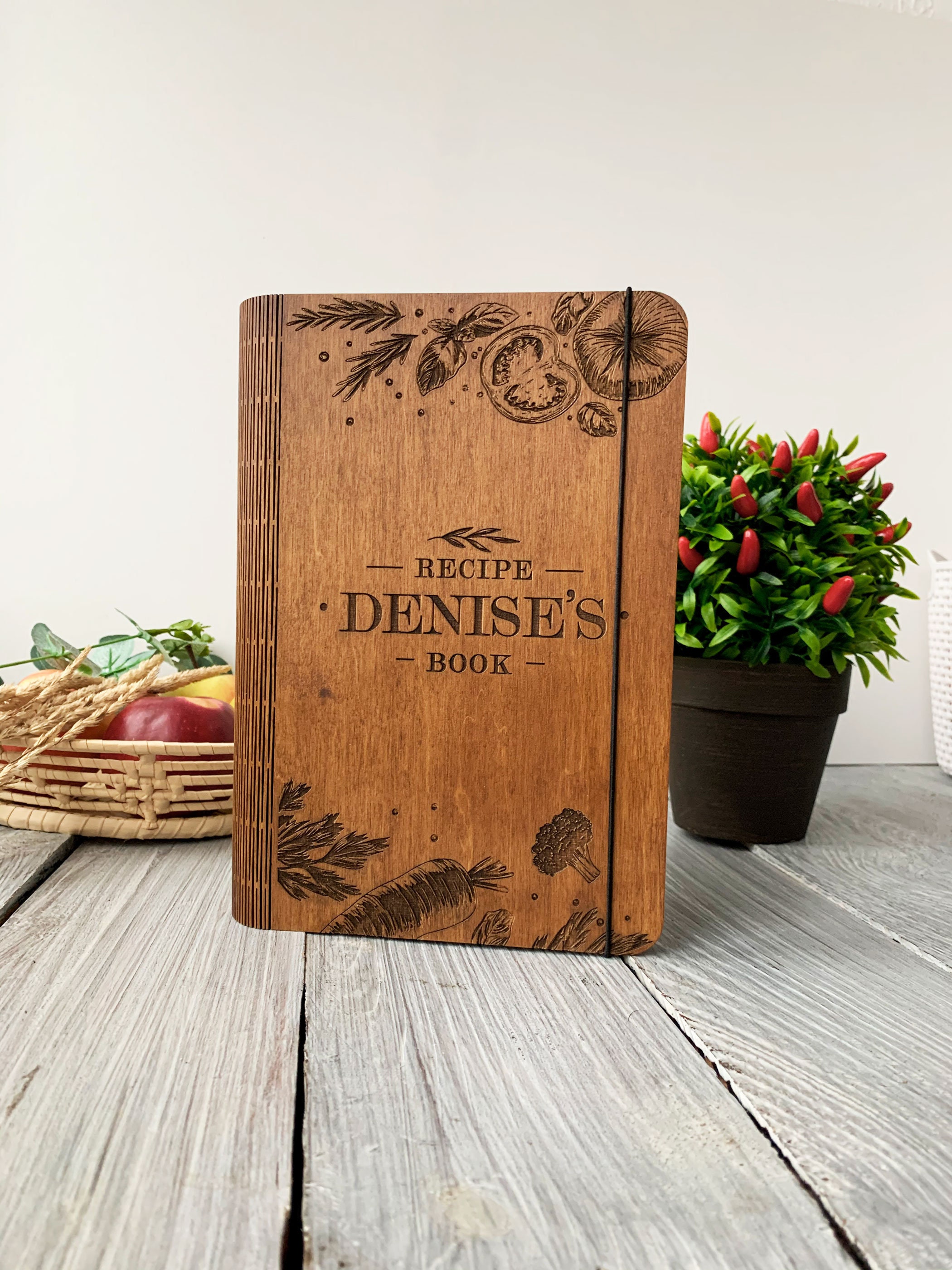 Personalize Cookbook Binder, Recipe Book, Wooden Storage, Journal, Christmas Gift For Mum Sister Daughter, Thanksgiving