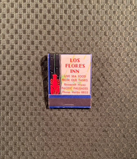 Vintage Matchbook, Los Flores Inn, Restaurant, Seafood, Lobster, California, Front Strike, with 20 Match Sticks, Free Ship in Usa
