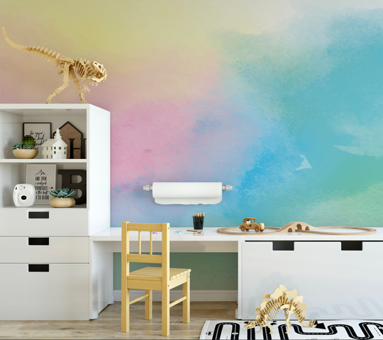 Rainbow Ombre Watercolor Wallpaper // Removable Peel & Stick Unpasted Pre-Pasted Ww2051