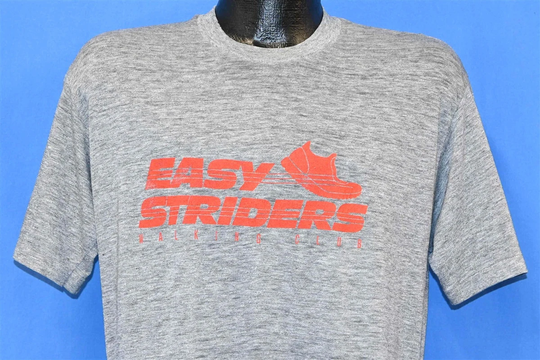 80S Easy Striders Walking Club Rayon Tri Blend Shoe Logo Soft Thin T-Shirt Medium