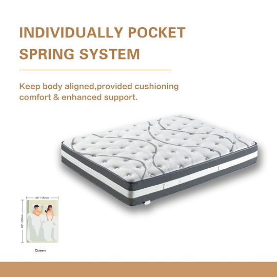 CASAINC Mattress 12-in Queen Hybrid Memory Foam/Coil Blend Mattress in a Box in Gray | TMM-WF-SN-M008-Q