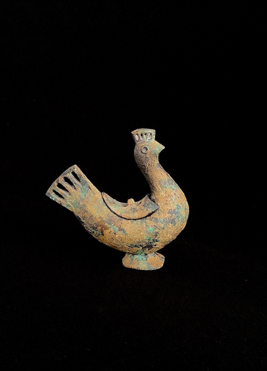 Vintage Modernist Figural Japanese Cast Iron Metal Bird Figurine Sculpture Incense Burner Japan