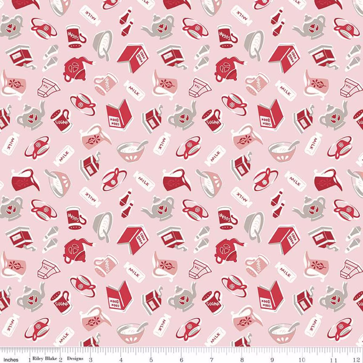 Sale Cook Book Breakfast C11753 Frosting - Riley Blake Designs Lori Holt Vintage Kitchen Pink Quilting Cotton Fabric