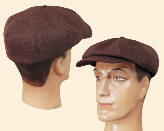 30S 20S Newsboy Cap Brown Linen Blend Swing Lindy Hop 1930 1920