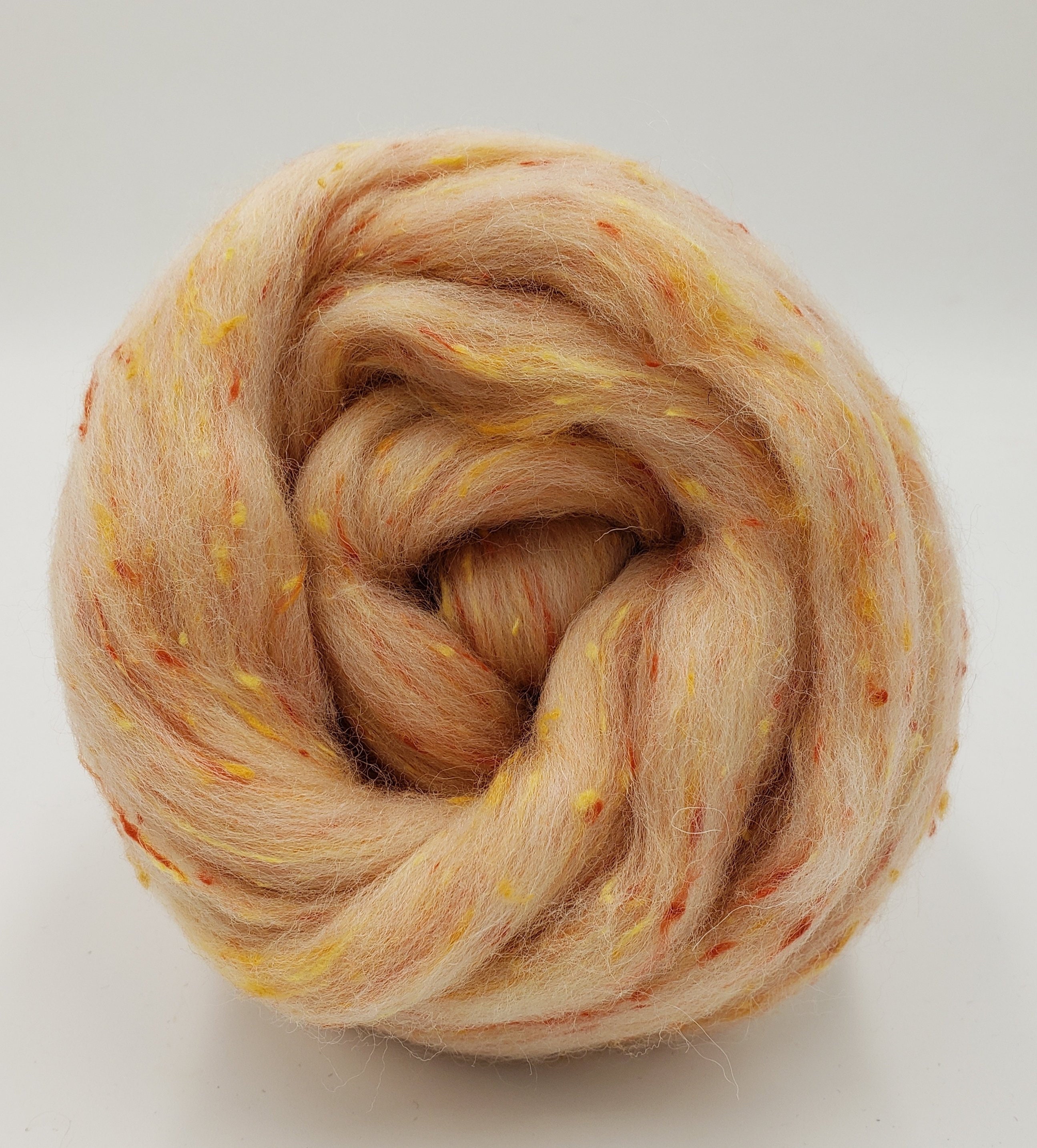 4 Oz Orange Tweed Blend, South American Wool, Spinning Fiber, Combed Top, Roving