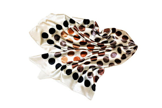 Smooth Poka Dots - Silk Blend Head Neck Scarf Neckerchief Silky Bandanas Headbands