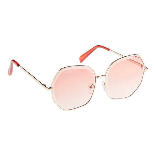 Gold Wire Hexagonal Pink Lens Aria Sunglasses by World Market
