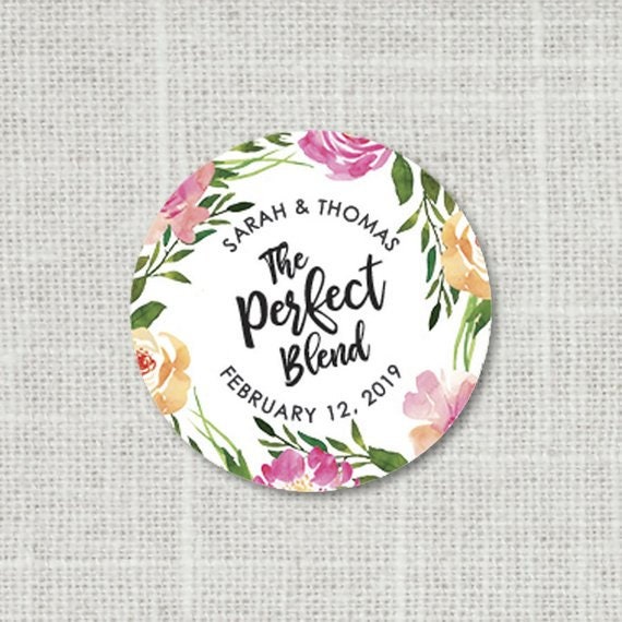 The Perfect Blend Stickers, Wedding Favor Tea Favors Or Coffee Labels, Floral F166