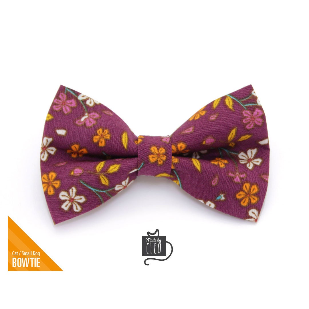 Cat Bow Tie - Spiced Plum Wine Purple For Collar/Fall + Thanksgiving Cat, Kitten, Small Dog Bowtie"