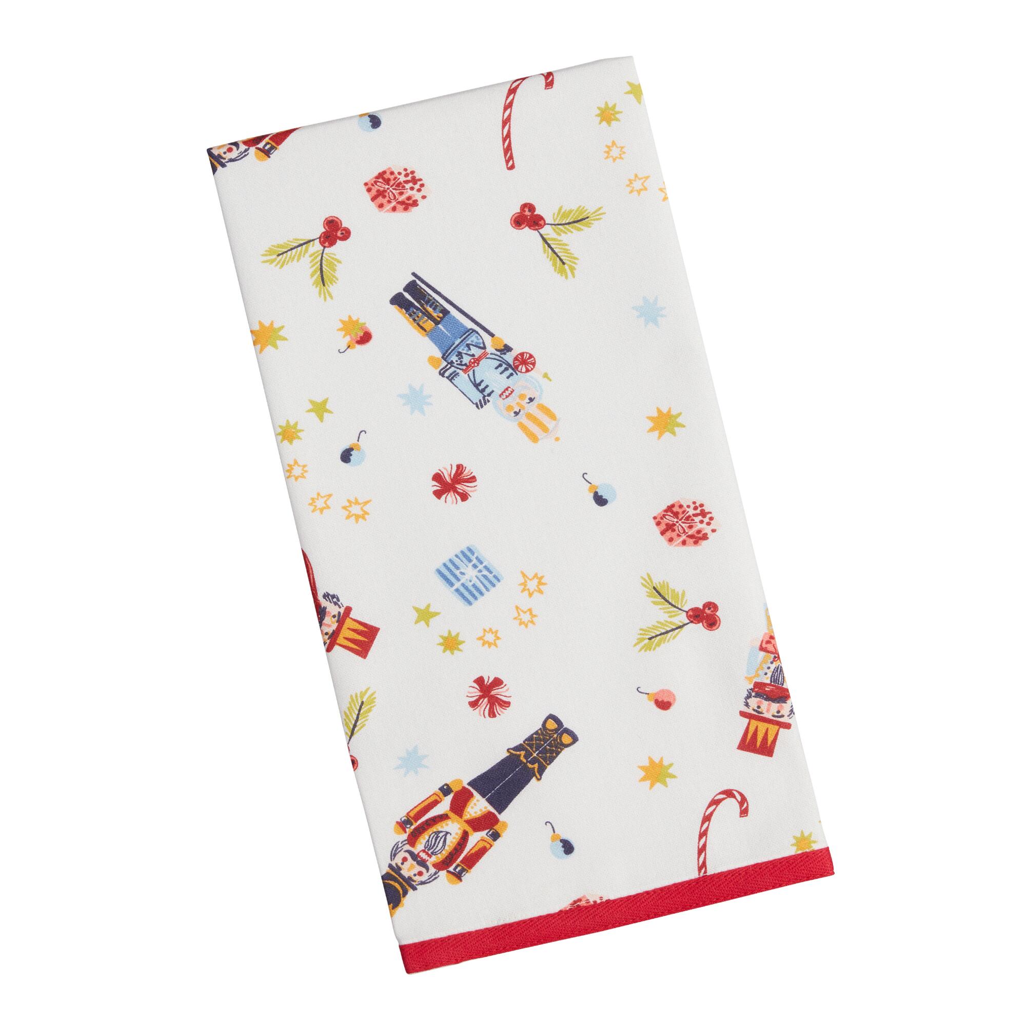 Christmas Nutcracker Kitchen Towel: Multi - Cotton by World Market