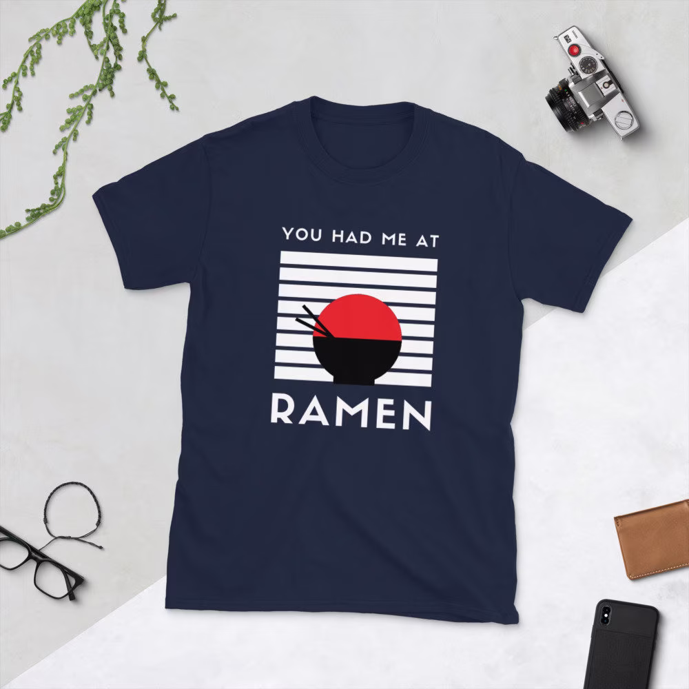 You Had Me At Ramen - Cool Black Chopsticks Red White Anime Shirt Graphic Tee Powered By College