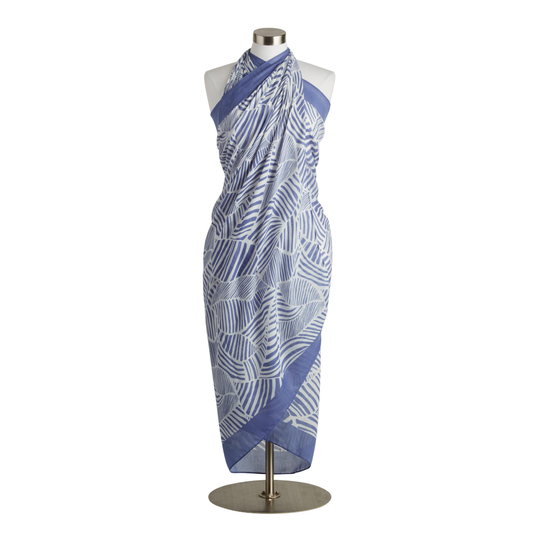 Periwinkle And White Recycled Knit Leaf Sarong by World Market