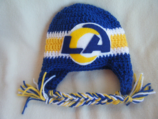 Crocheted La Rams Inspired Team Colors Or | Choose Your Team Football Helmet Baby Beanie/Hat - Made To Order Handmade By Me