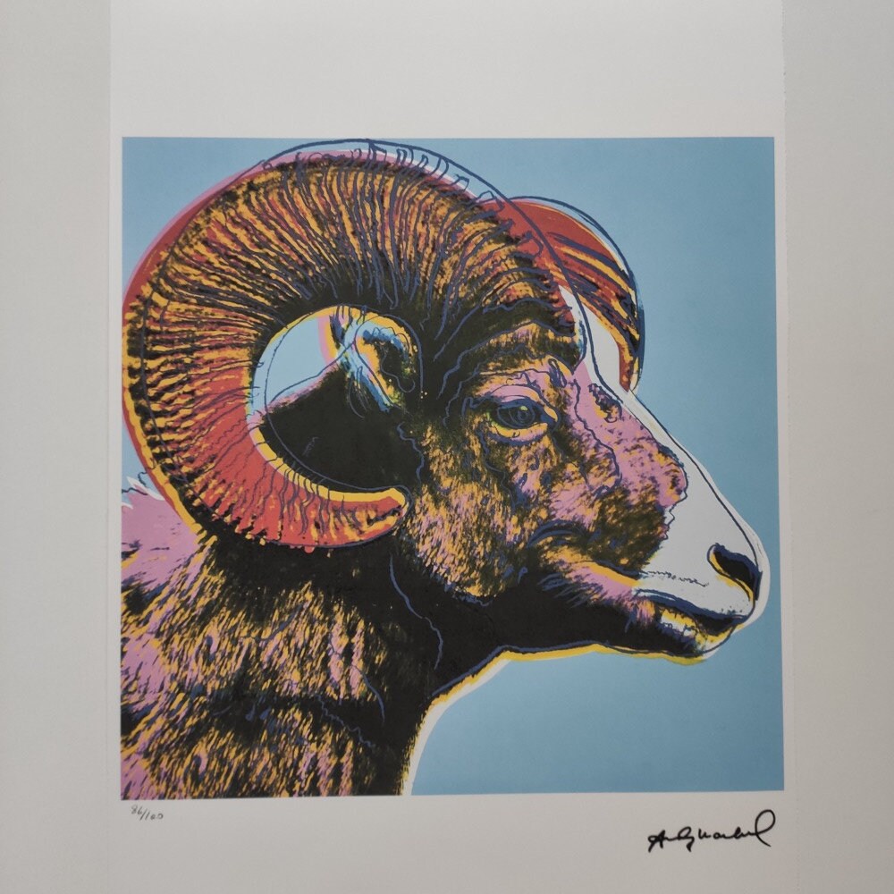 Andy Warhol Bighorn Ram - Certificate | Andy Signed, Lithograph, Pop Art Wall Art