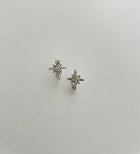 Sterling Silver Tiny 10mm Star Starburst Hoop Earring Endless Hoops Huggies