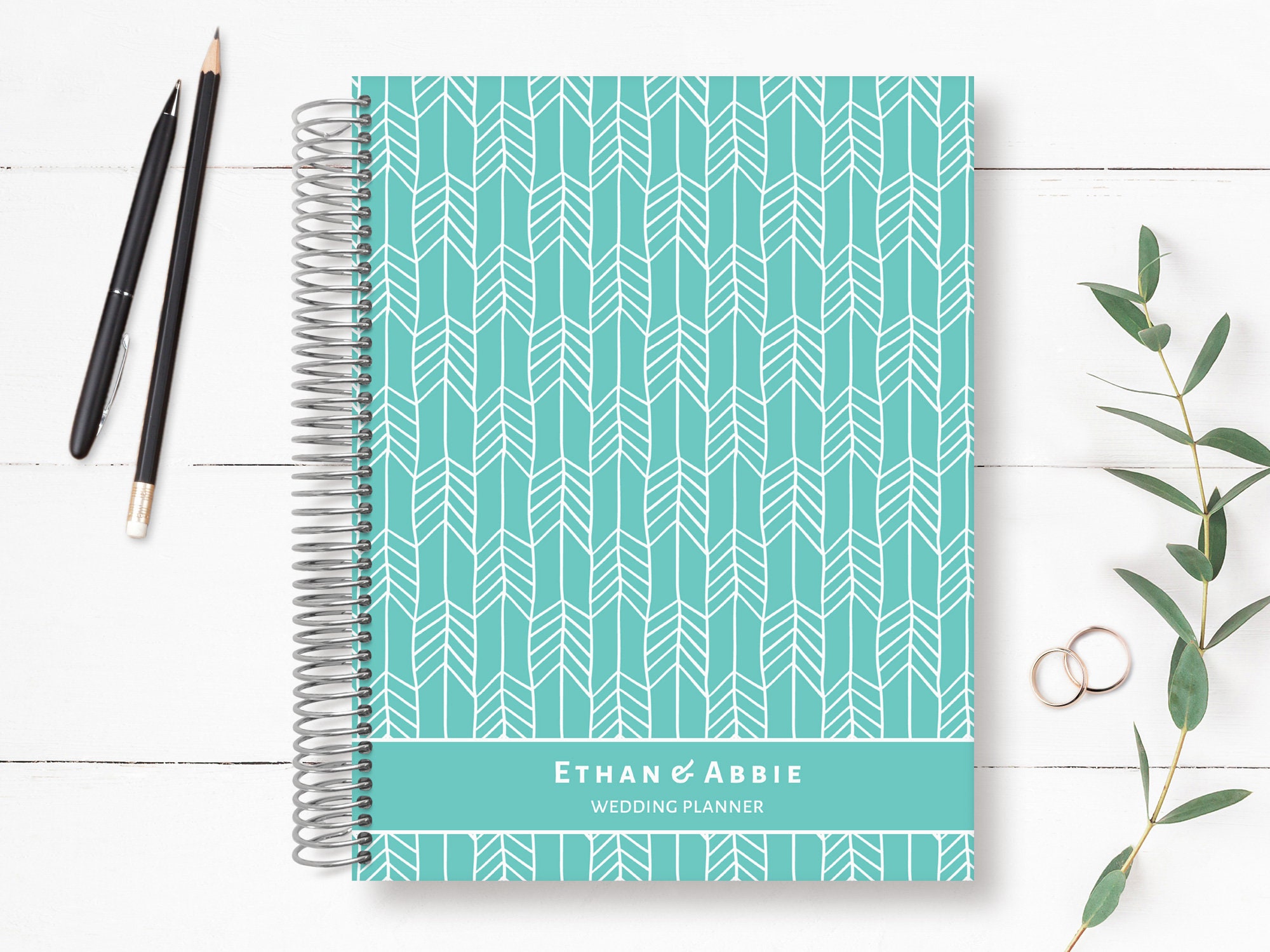 Personalized Wedding Planner | Engagement Party Gift Idea Complete Organizer Arrowhead Sketch