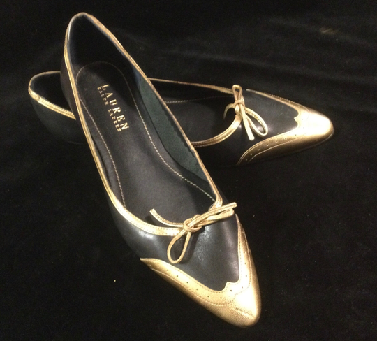Ralph Lauren Shoes "Spectators" Black/Gold Leather Nwot Dead-stock "Lauren Lauren" Pumps/Heels Women's Size 7B Vintage 1990S