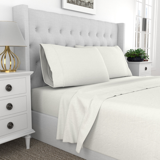 COLOR SENSE 600TC Easy Care Sateen Queen 600-Thread Count Cotton Polyester Blend White Bed Sheet | 8903062033615