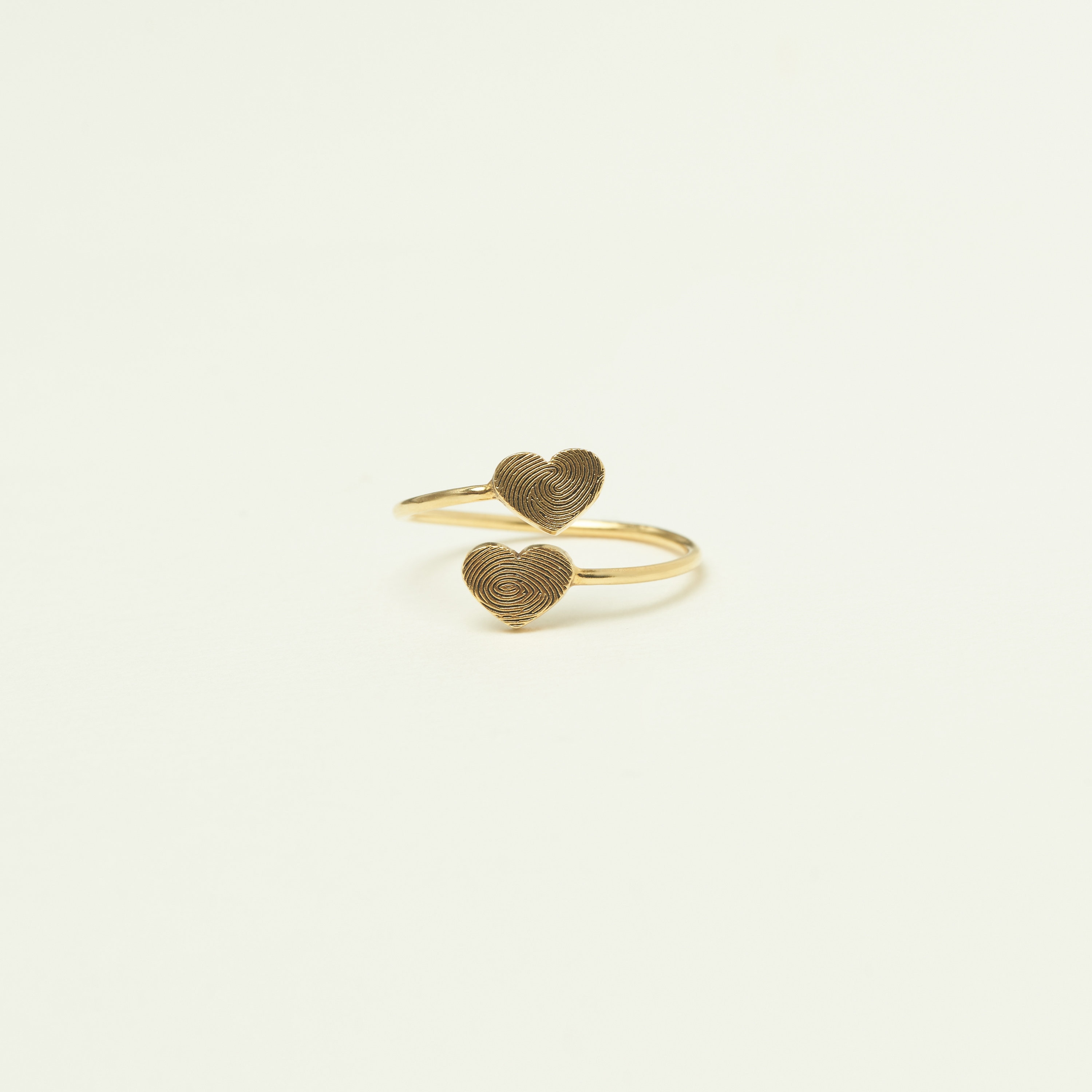 Double Heart Ring With Custom Fingerprints Memorial Gift Fingerprint Personalized For Her Mother Daughter Rm49