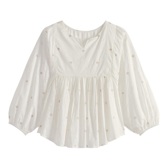 White And Gold Floral Stella Top - Large by World Market