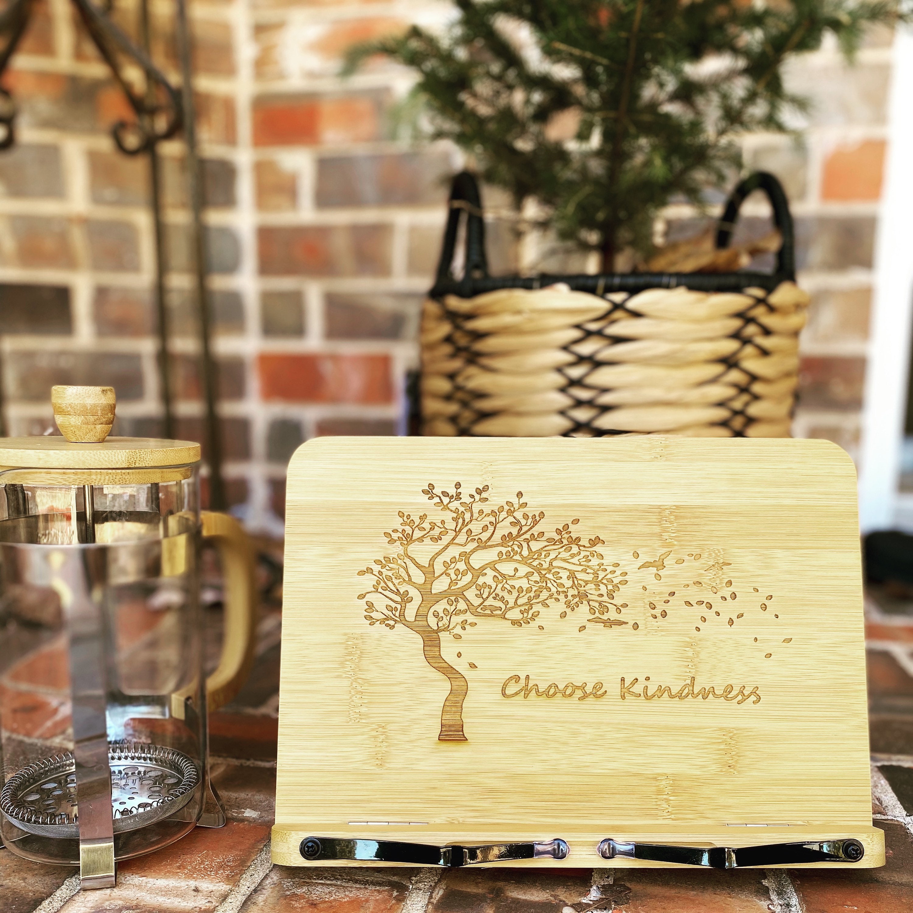 Cookbook Stand, Customized Recipe Holder, Personalized Wooden Kitchen Book Gift For Her, Ipad Stand