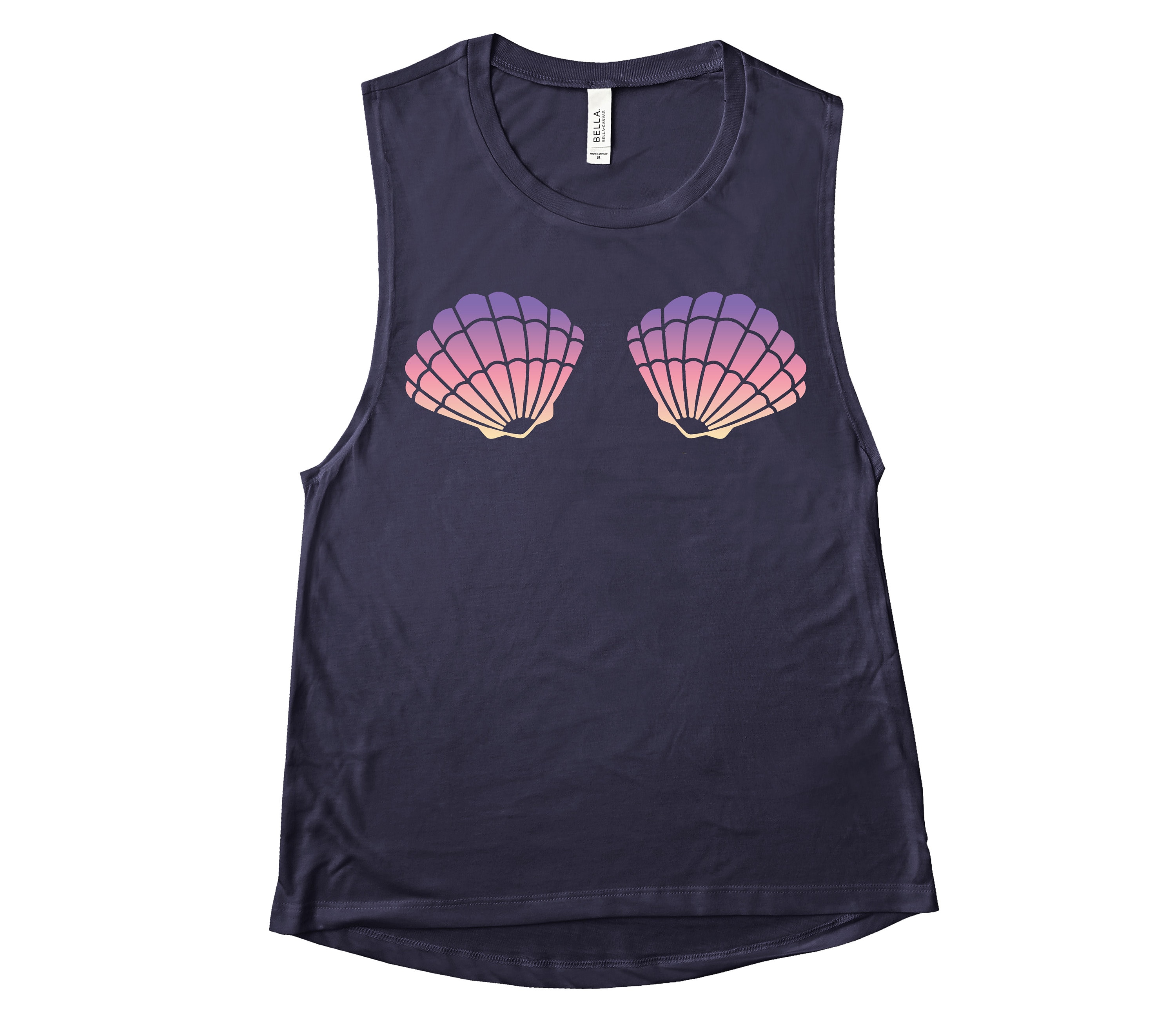 Womens Mermaid Tank Top Muscle Shirt Shells Cute Gift For Beach Vacation Friend Mom Shells Party Bachelorette Cruise Ship