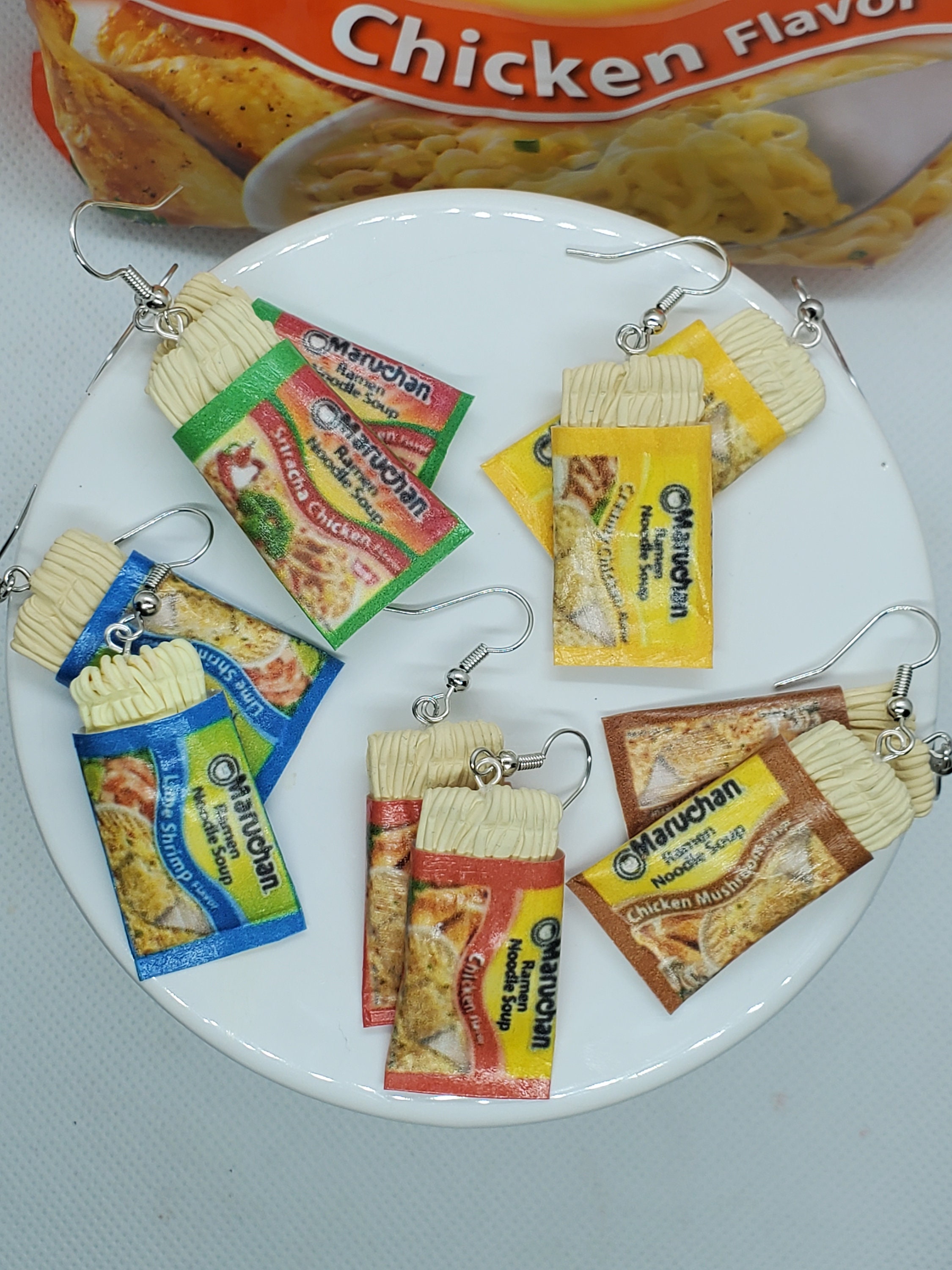 Romen Noodle Soup Earrings, Lunch Funny Gifts For Her, Miniatures