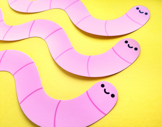 Longboy Worm Sticker | 11.5 in Long Cute Earthworm Vinyl