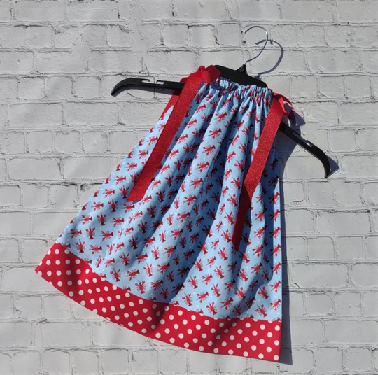 Lobster Dress, Pillowcase Girls Summer, Toddler Seafood Under The Sea Birthday Theme, Blue & Red Dress