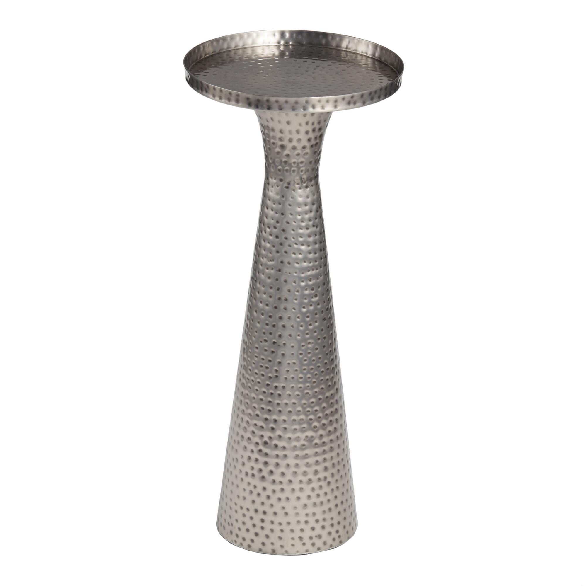 Silver Hammered Metal Cala Drink Table by World Market