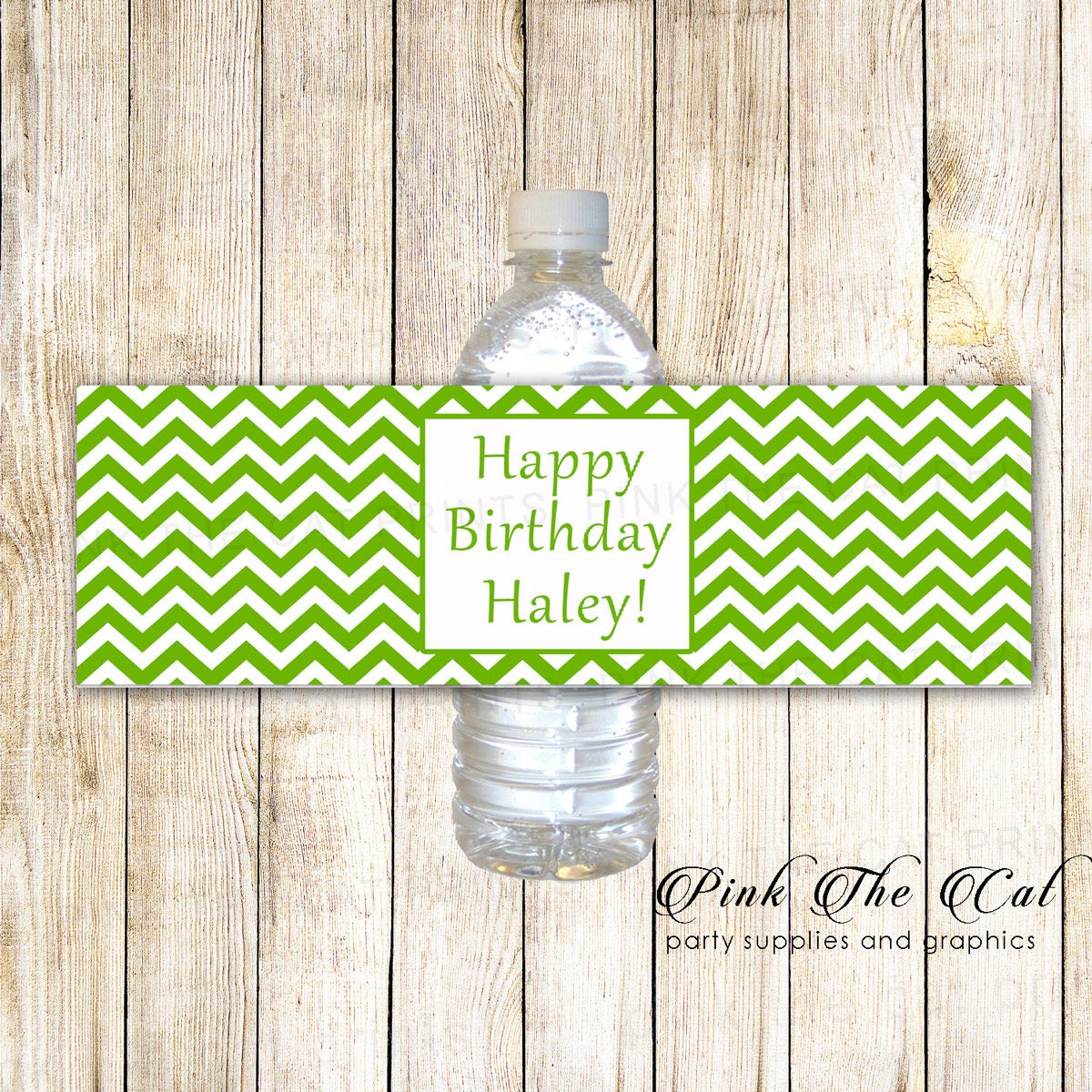 Green Water Bottle Labels, Personalized Labels Birthday, Green Bottle, Printable For Birthday Party Custom