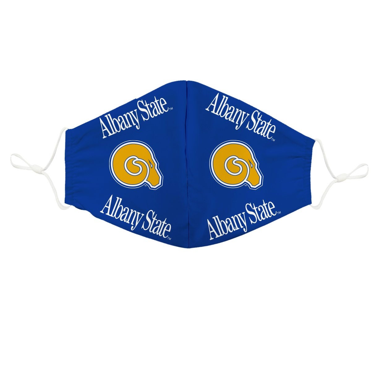 Albany State Rams Face Mask Blue All Over Logo Asu