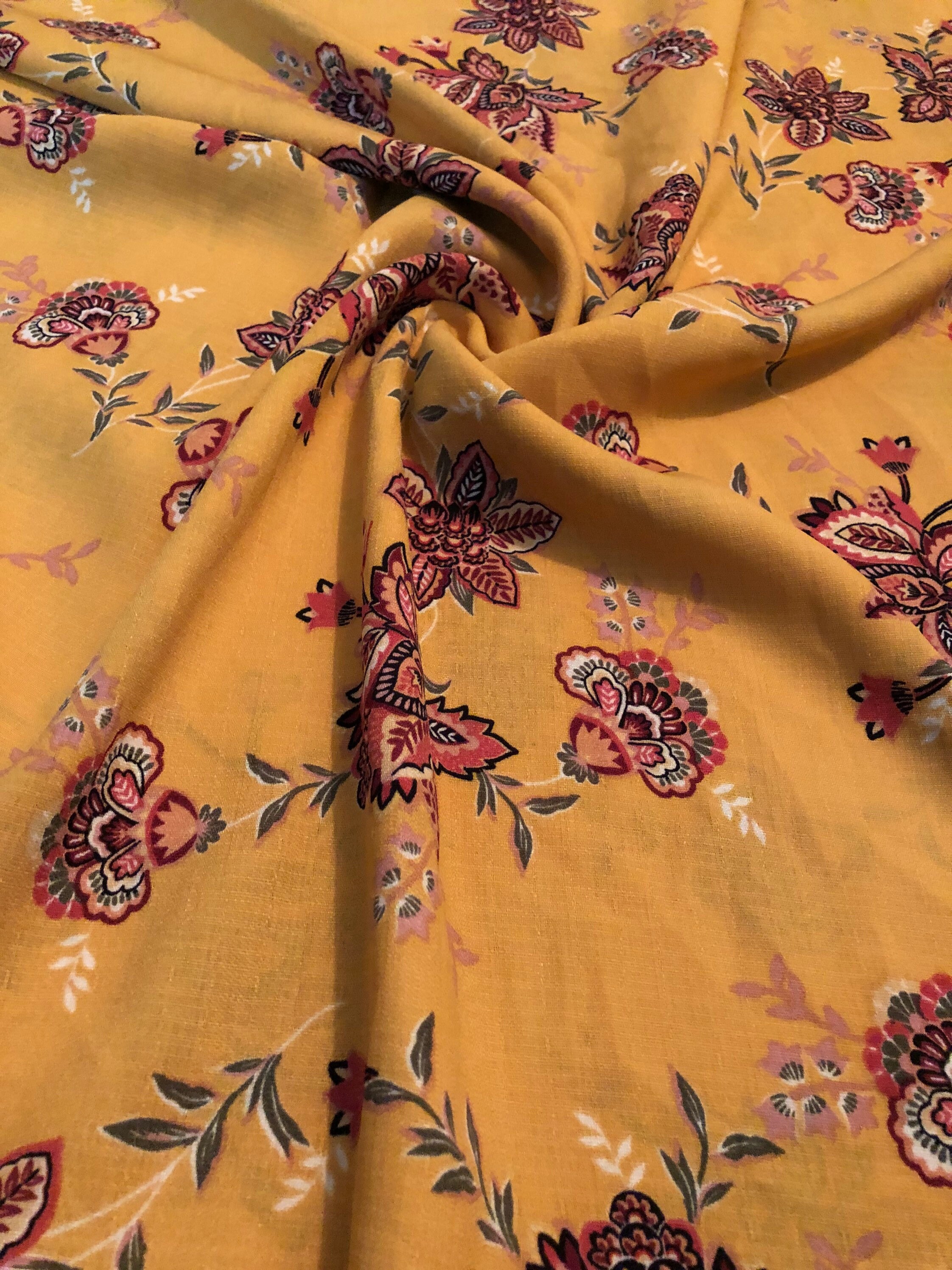 Polyester Linen Blend Floral Print