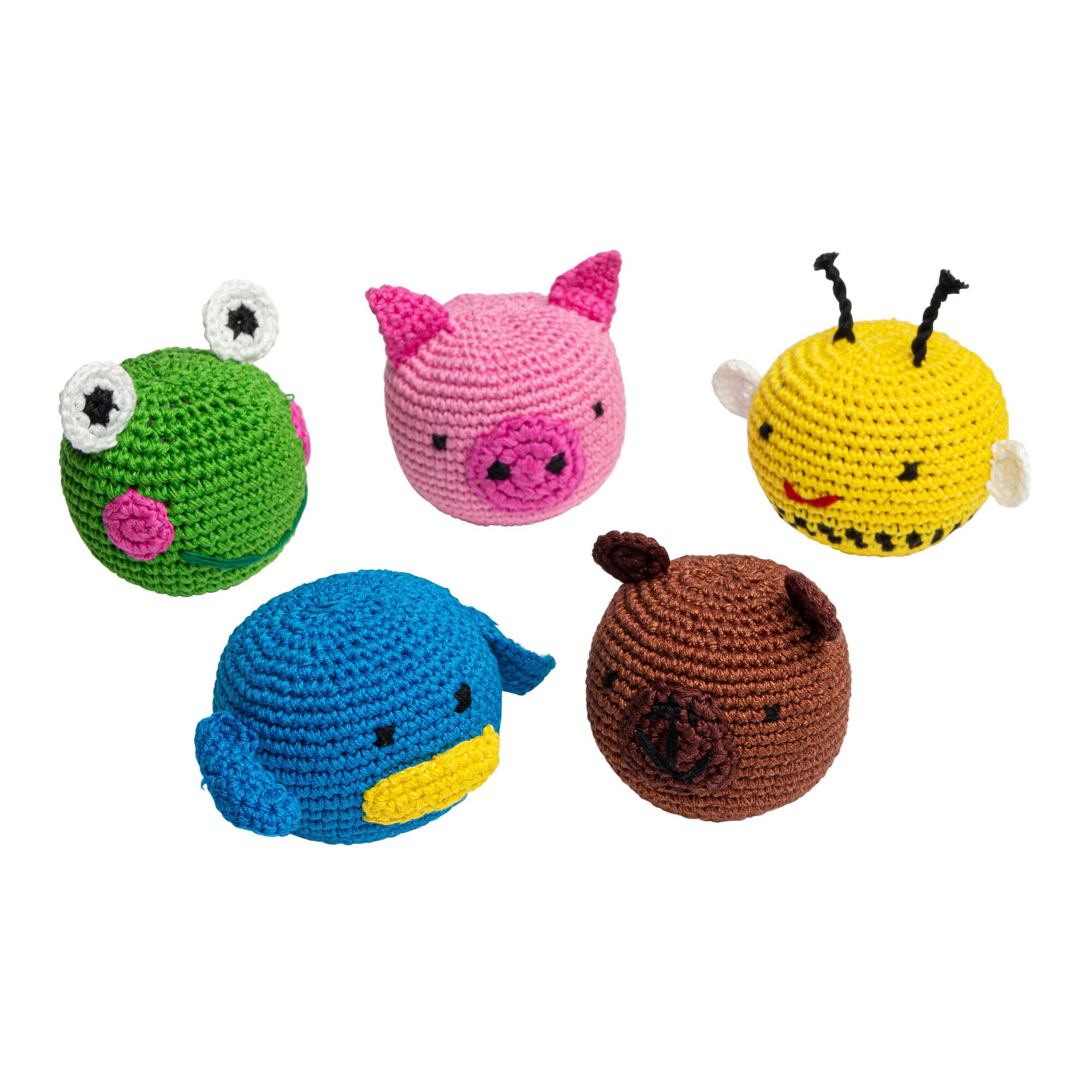 Mayan Animal Footbags Set of 5: Red/White - Recycled Cotton by World Market