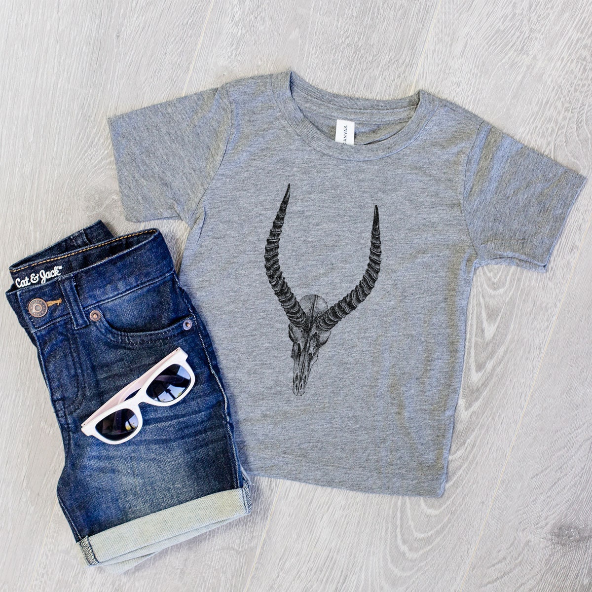 Impala Skull - Tri-Blend Shirt Kids Animal Tshirt T Children Girl Boy Unisex Clothing