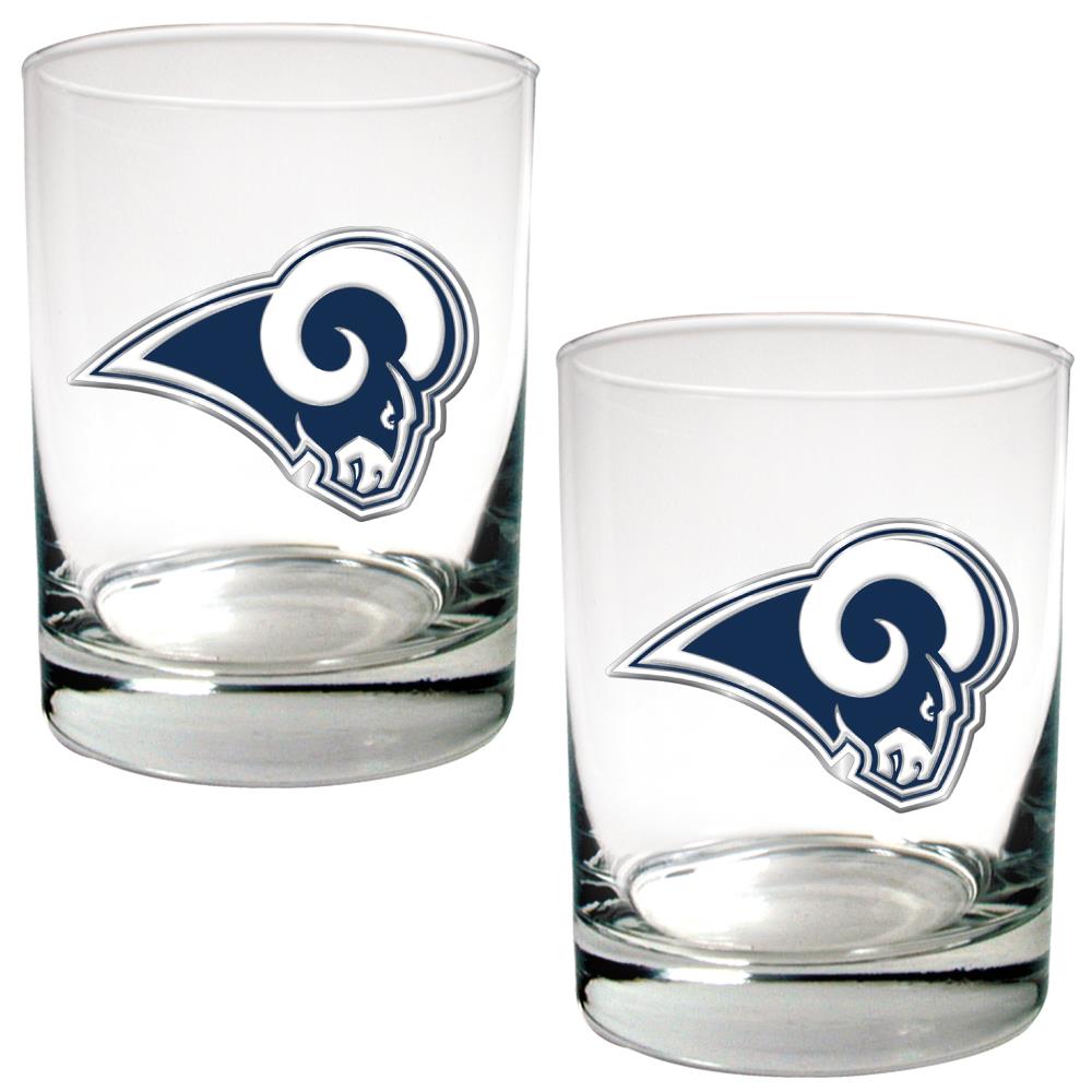 GREAT AMERICAN Los Angeles Rams 15-fl oz Glass Rocks Set-Set of 2 in Clear | GDRGDR2016-7